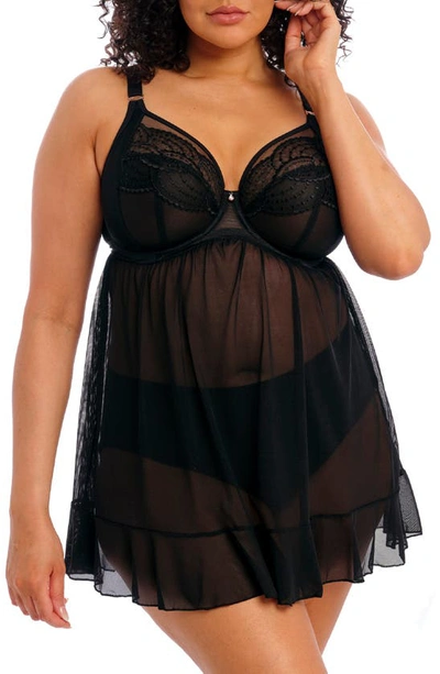 Elomi Priya Plunge Babydoll In Black