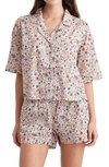 Papinelle Holiday Stars Cotton Sateen Short Pajamas In White