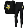 Kadi Brand Women's Black Minnesota Vikings Leggings And Midi Bra Set In Black