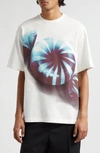 Jil Sander White Printed T-shirt In 134 Blue Fly Catcher