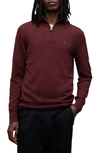 Allsaints Kilburn Zip Funnel Neck Ramskull Jumper In Mars Red