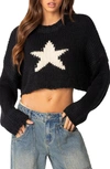 Edikted Women's Crop Sweater With Star In Black