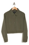 T Tahari Snap Front Crop Jacket In Olive