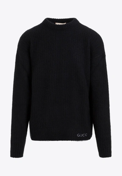 Gucci Wool Jumper With Logo In Black