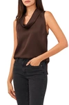 VINCE CAMUTO HAMMERED SATIN SLEEVELESS COWL NECK TOP