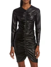 Veronica Beard Bernadette Ruched Faux-leather Mini Dress In Black
