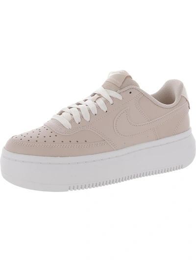 Nike Court Vision Alta Womens Leather Lifestyle Athletic And Training Shoes In Beige