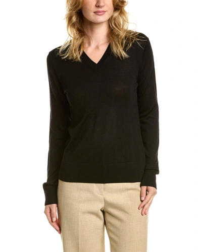Brooks Brothers V-neck Wool Sweater In Black