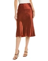 Vince Bias Satin Midi Skirt In Red