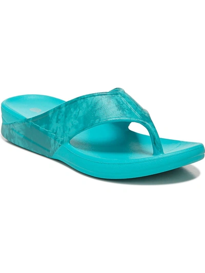Bzees Villa Print Womens Slip On Thong Flip-flops In Blue