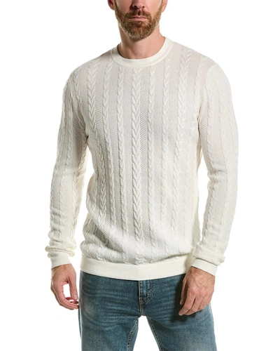 Loft 604 Cable Crewneck Sweater In White
