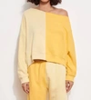 SUNDRY COLOR BLOCK ONE SHOULDER TOP IN CHAMOMILLE/BUTTERCUP