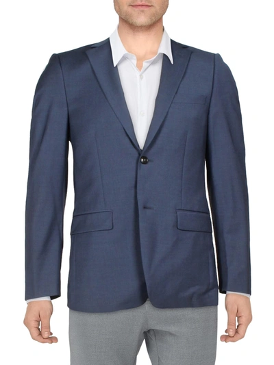 Calvin Klein Mens Wool Skinny Fit Two-button Blazer In Blue