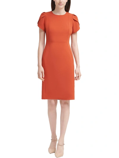 Calvin Klein Womens Business Short Sheath Dress In Orange