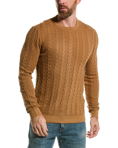 Loft 604 Cable Crewneck Sweater In Brown