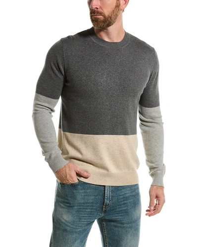 Loft 604 Colorblocked Wool Crewneck Sweater In Grey
