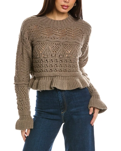 Design History Peplum Boxy Wool-blend Sweater In Brown