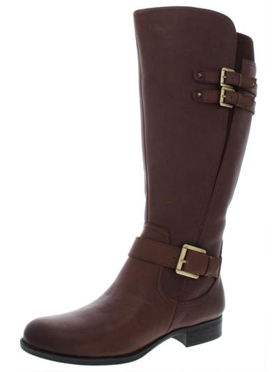 Naturalizer Jessie Womens Leather Wide Calf Riding Boots In Gold