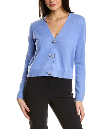 Sofiacashmere Crystal Bow Cashmere Cardigan In Blue