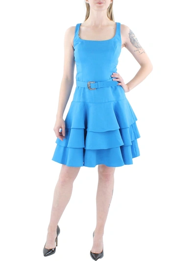 Lauren Ralph Lauren Faille Womens Belted Mini Fit & Flare Dress In Multi