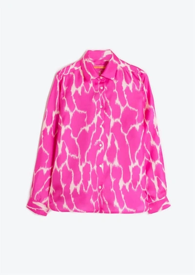 Vilagallo Isabella Silk Shirt In Pink And Ivory