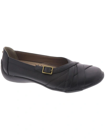 Array Valerie Womens Faux Leather Slip-on Ballet Flats In Black