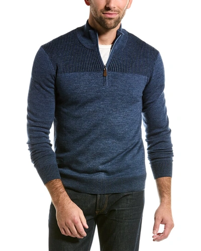 Bruno Magli Merino Wool 1/2-zip Mock Sweater In Blue