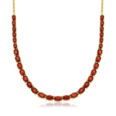 Ross-simons Garnet Graduated Necklace In 18kt Gold Over Sterling In Multi