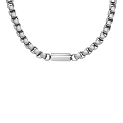 Fossil Men's Archival Icons Stainless Steel Chain Necklace In Silver