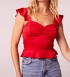 BAND OF THE FREE CHERRY BOMB RUFFLE TANK IN RED