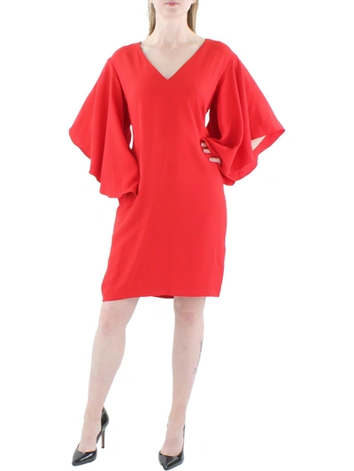 Lauren Ralph Lauren Womens Knit Midi Cocktail And Party Dress In Red