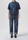 Agolde Fran Cropped Low-rise Straight-leg Jeans In Multi