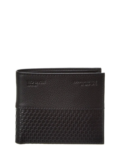 Ted Baker Romul Texture Clash Leather Bifold Wallet In Black