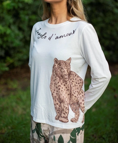 Las Surenas Tee Shirt In Jungle D' Amour In White