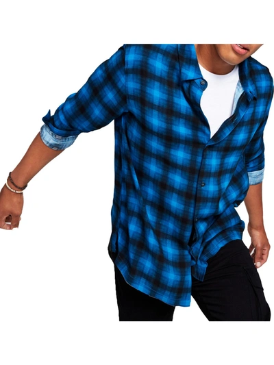 And Now This Mens Plaid Collared Button-down Shirt In Blue