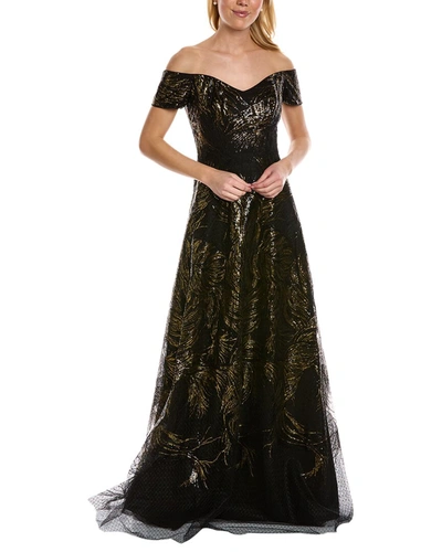 Rene Ruiz Off-the-shoulder Gown In Black