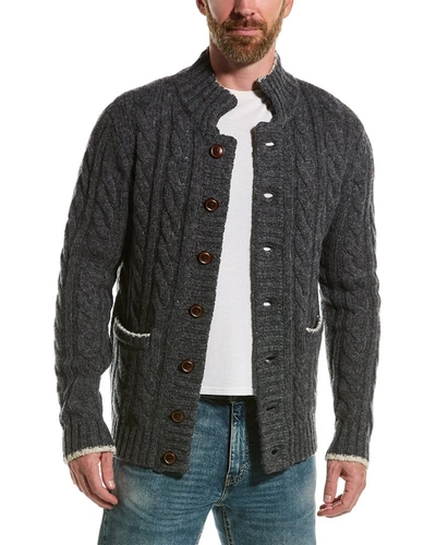 Loft 604 Wool Shawl Collar Cardigan In Grey