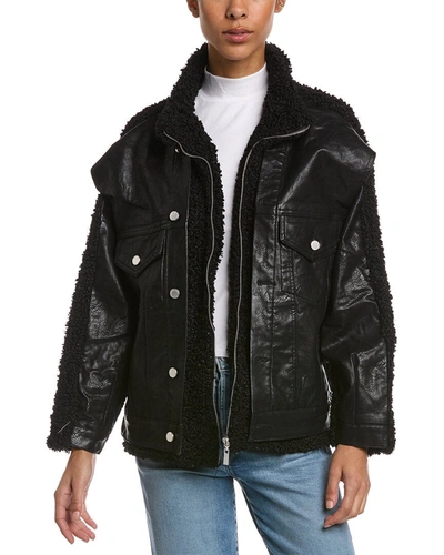 Blanknyc Faux Leather & Faux Shearling Jacket In Black