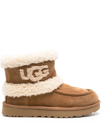 Ugg Ultra Mini  Fluff Boots In Beige