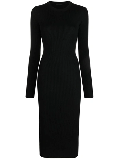 Wardrobe.nyc Ribbed Long Sleeve Dress In Black