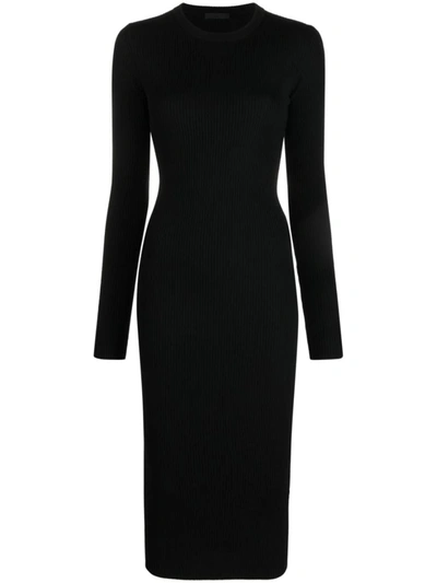 Wardrobe.nyc Ribbed Long Sleeve Dress In Black  