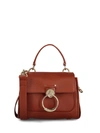 Chloé Tess Day Mini Leather Shoulder Bag In Sepia Brown