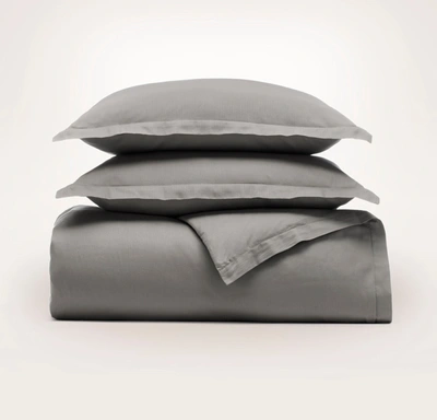 Boll & Branch Organic Signature Patterned Duvet Set In Stone Textured Stripe