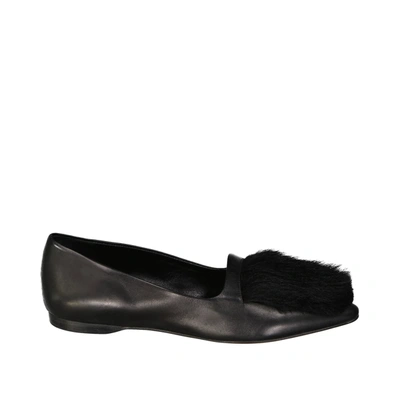 Giorgio Armani Leather Flats In Black