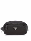 Prada Re-nylon And Saffiano Leather Travel Pouch In Nero
