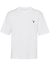 Prada Logo-plaque Cotton T-shirt In Bianco