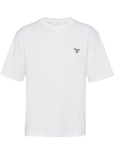 Prada Logo-plaque Cotton T-shirt In White