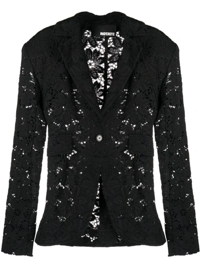 Rotate Birger Christensen Floral-lace Single-breasted Blazer In Black