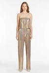 Amanda Uprichard Collina Metallic Strapless Jumpsuit In Gold In Gold