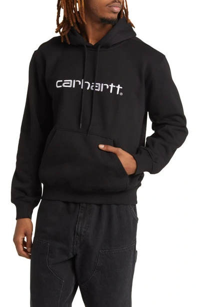 Carhartt Embroidered-logo Long-sleeve Hoodie In Black